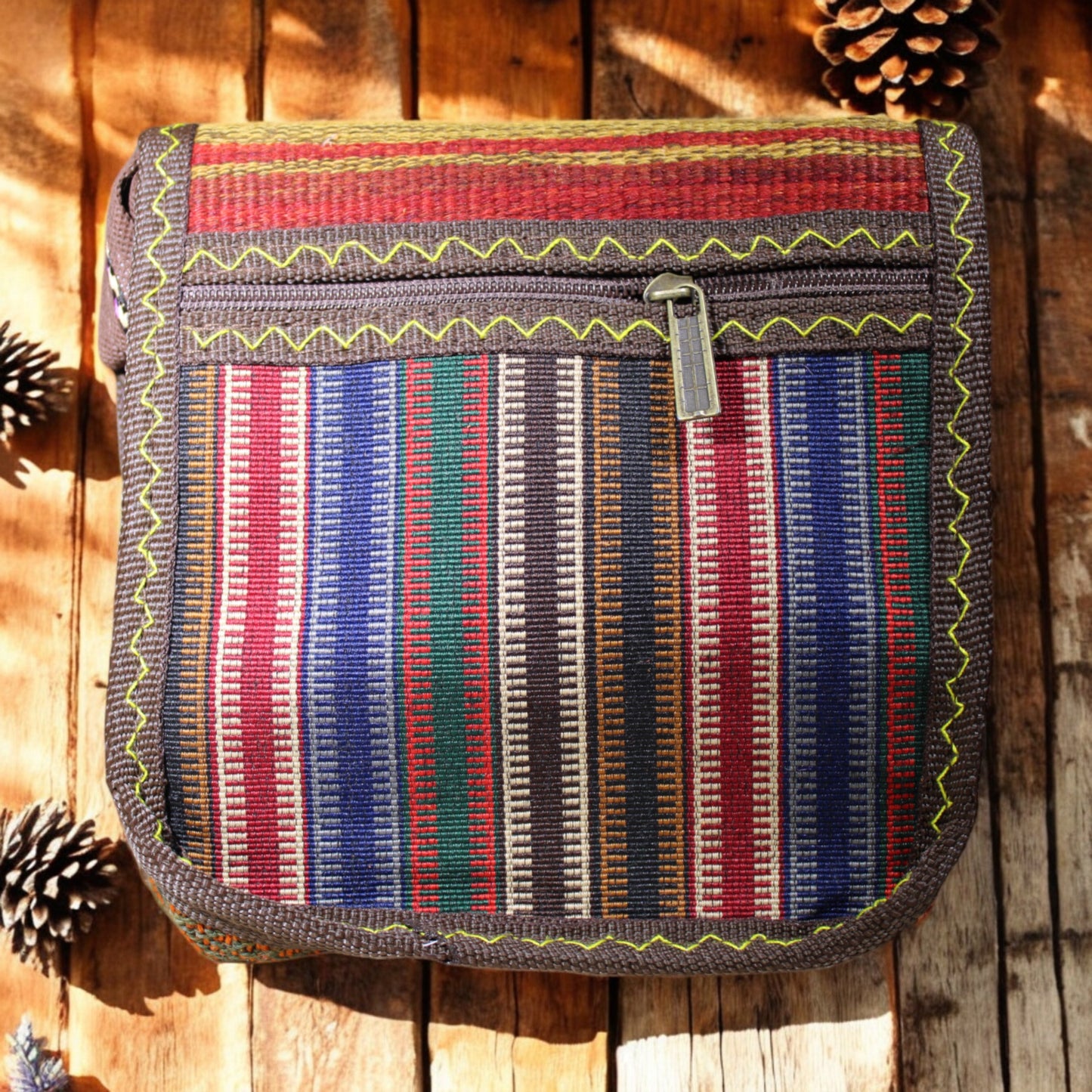 El Dokuma Kilim Desenli Omuz Çantası Model 3 Mini (En: 20cm, Boy: 20cm, Genişlik: 5cm)
