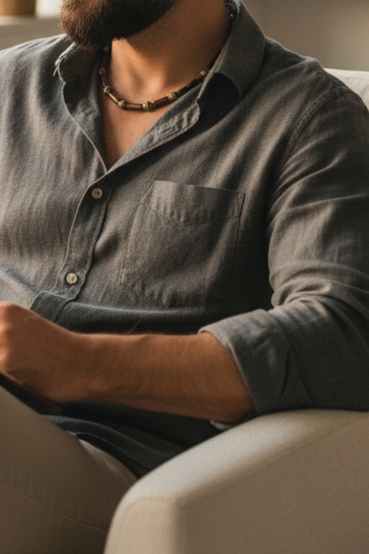 Ahşap Bambu Boncuklu Antik Sarı Bijuteri Boncuklu Kahverengi Erkek Kolye