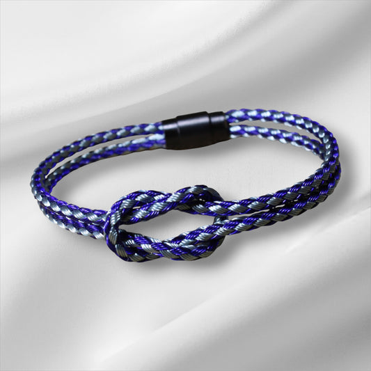 Çelik Hasır Örgü Bileklik - Denizci Düğümü -Mavi