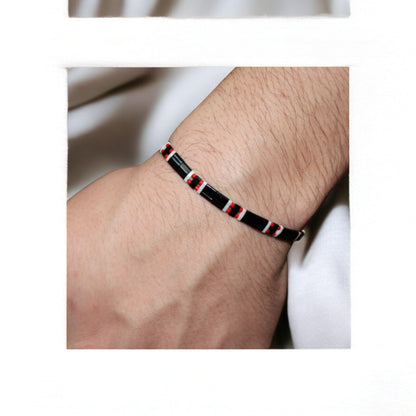 Tila Boncuk Zarif ve Renkli Bileklik Serisi | Kırmızı Miyuki Siyah Beyaz El Yapımı Model