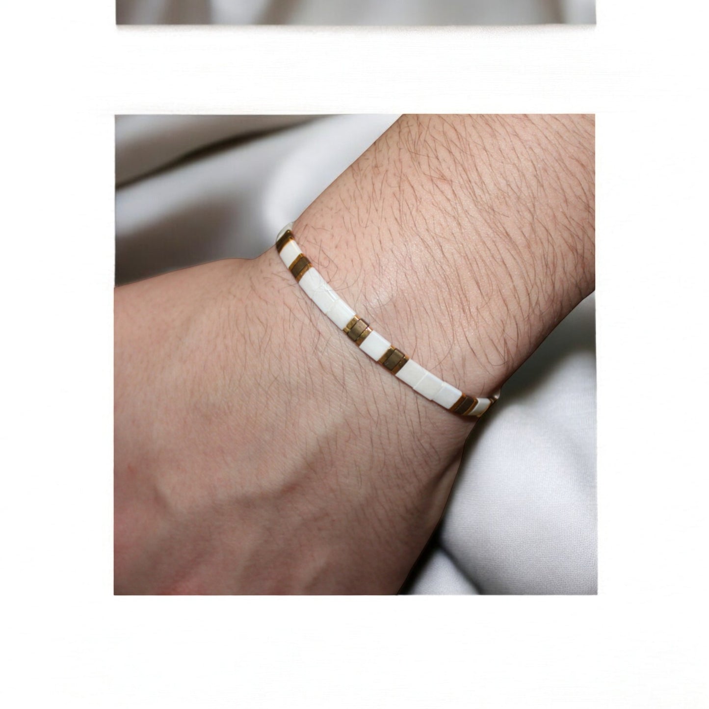 Tila Boncuk Zarif ve Renkli Bileklik Serisi | Antik Sarı Beyaz El Yapımı Model