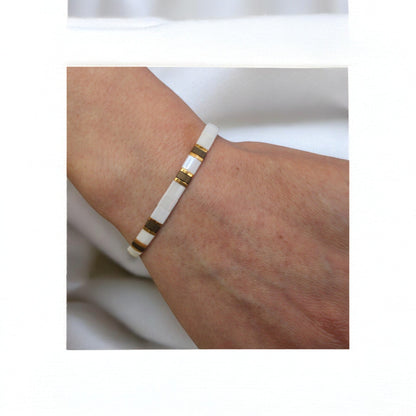 Tila Boncuk Zarif ve Renkli Bileklik Serisi | Antik Sarı Beyaz El Yapımı Model