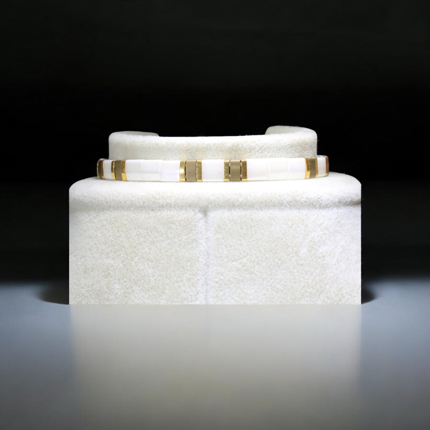 Antik sarı beyaz tila boncuk el yapımı ayarlanabilir unisex bileklik