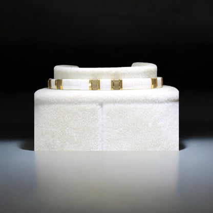 Antik sarı beyaz tila boncuk el yapımı ayarlanabilir unisex bileklik