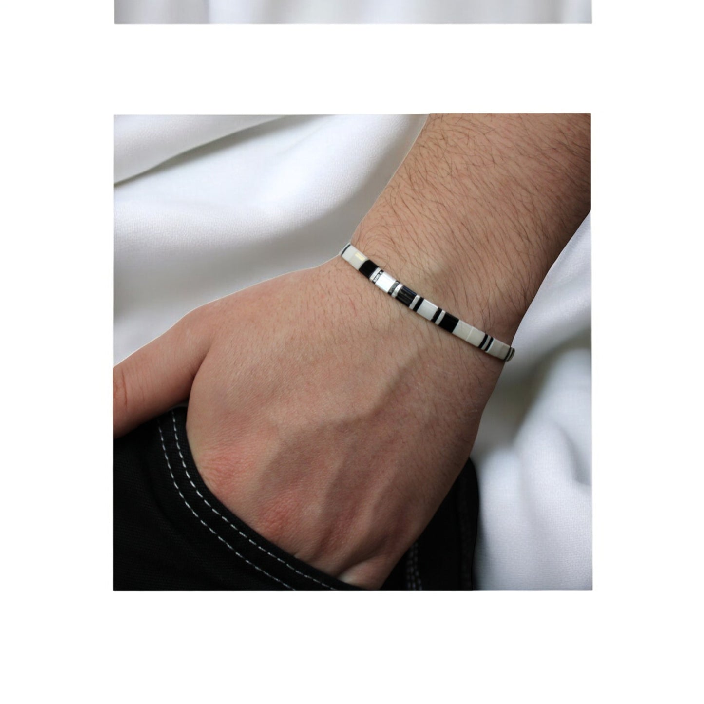 Tila Boncuk Zarif ve Renkli Bileklik Serisi | Beyaz Siyah El Yapımı Model