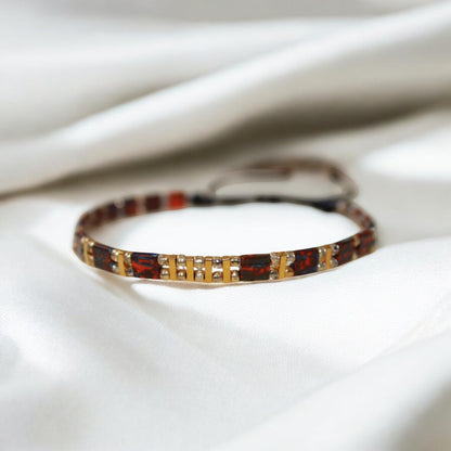 Desenli kırmızı tila boncuk el yapımı ayarlanabilir bileklik zarif ve renkli tasarım