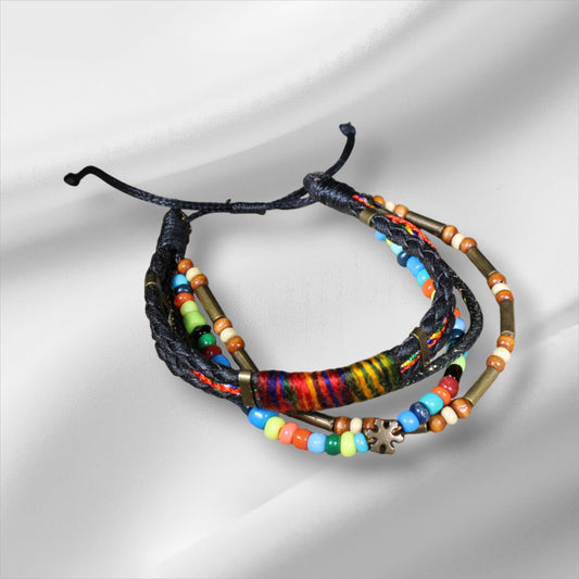 Şık salaş bohem erkek bileklik el yapımı ayarlanabilir asansör kapamalı