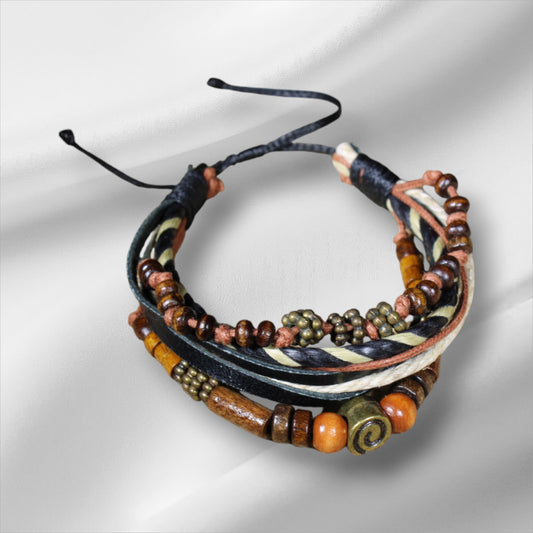 Salaş bohem erkek bileklik el yapımı ayarlanabilir asansör kapamalı