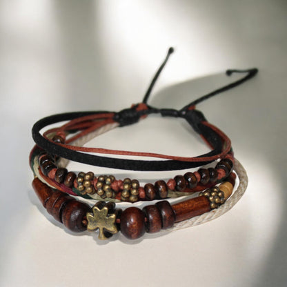 Yaprak Figürlü El Yapımı Bileklik | Doğal ve Bohem Dönüşüm Temalı Takı