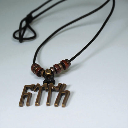 Ayarlanabilir Göktürk Alfabeli Kolye – El Yapımı & Ahşap Boncuklu