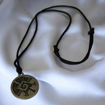 Hunab Ku Sembol Kolye | Antik Gümüş Renk Zamak El Yapımı Ayarlanabilir Siyah İpli Unisex