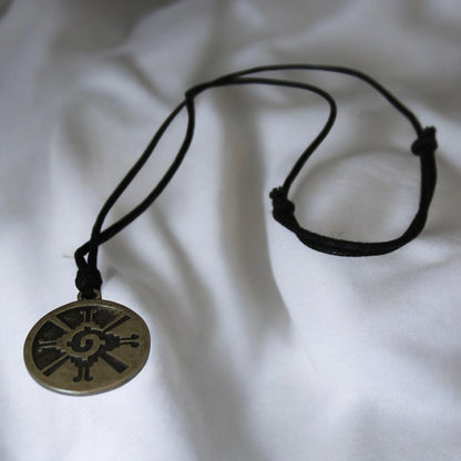 Hunab Ku Sembol Kolye | Antik Gümüş Renk Zamak El Yapımı Ayarlanabilir Siyah İpli Unisex