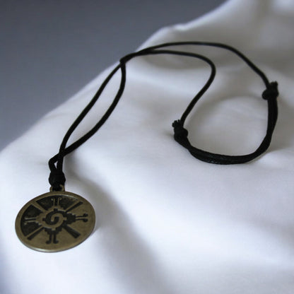 Hunab Ku Sembol Kolye | Antik Gümüş Renk Zamak El Yapımı Ayarlanabilir Siyah İpli Unisex