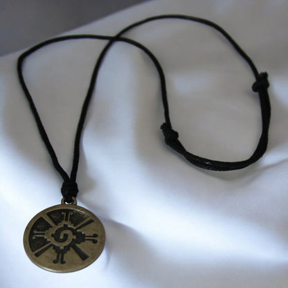 Hunab Ku Sembol Kolye | Antik Gümüş Renk Zamak El Yapımı Ayarlanabilir Siyah İpli Unisex