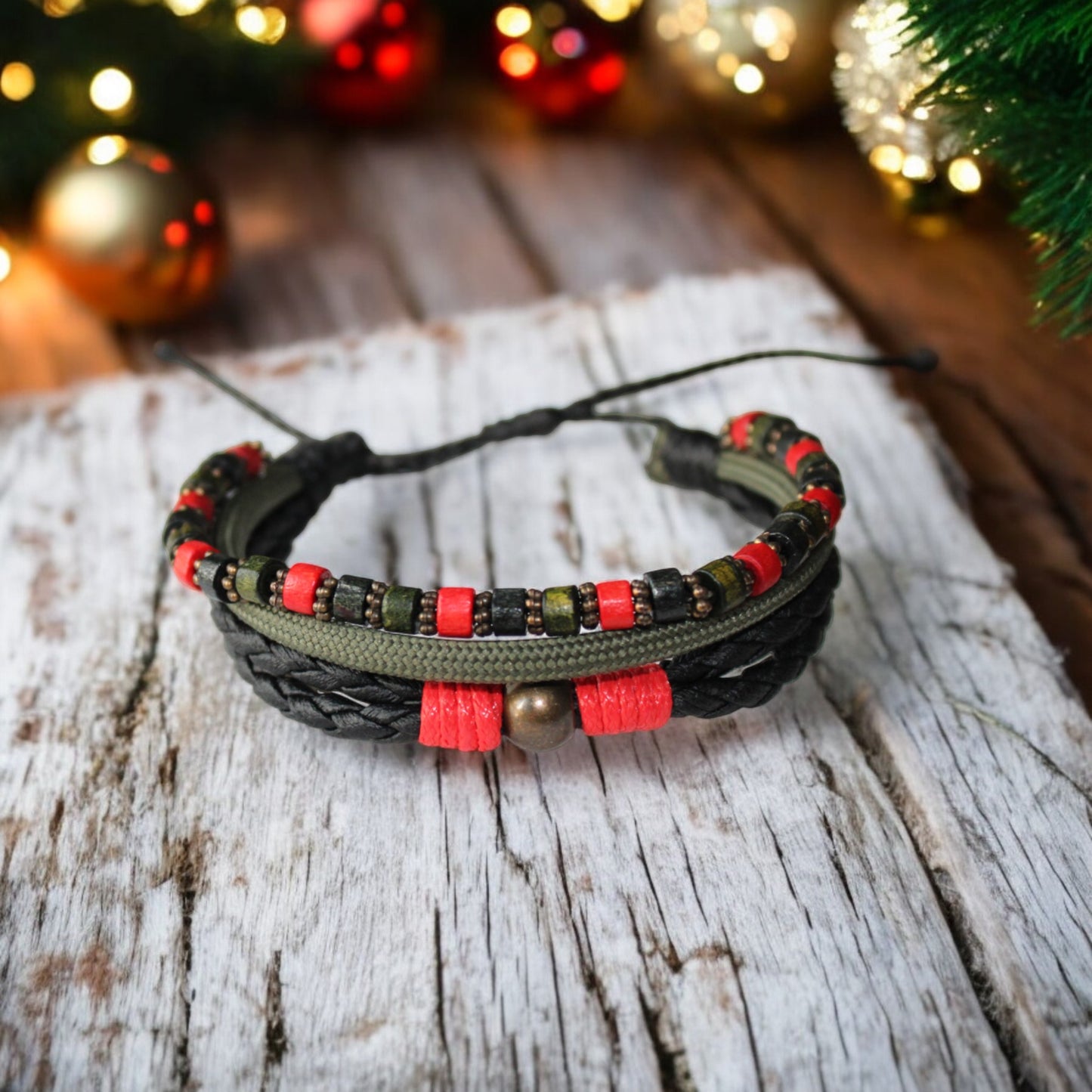 Adventurer Serisi Haki Kırmızı Unisex Bileklik