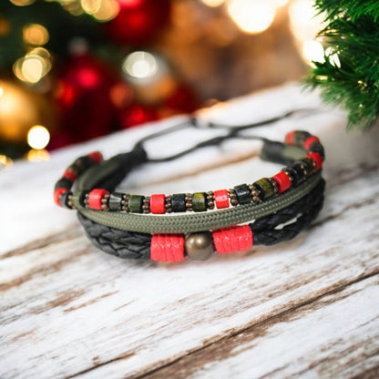 Adventurer Serisi Haki Kırmızı Unisex Bileklik