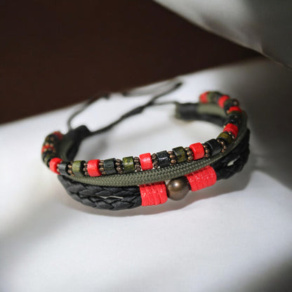 Adventurer Serisi Haki Kırmızı Unisex Bileklik