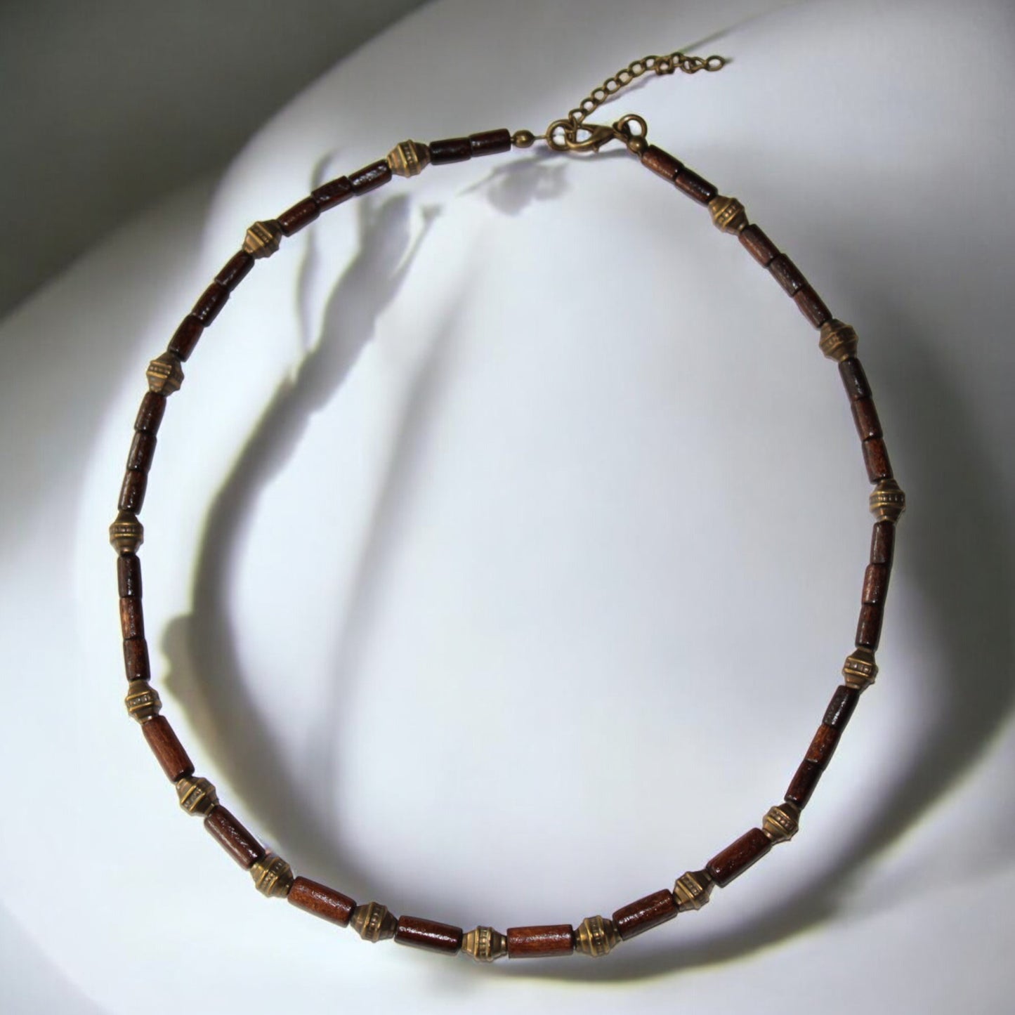 Ahşap Bambu Boncuklu Antik Sarı Bijuteri Boncuklu Kahverengi Erkek Kolye