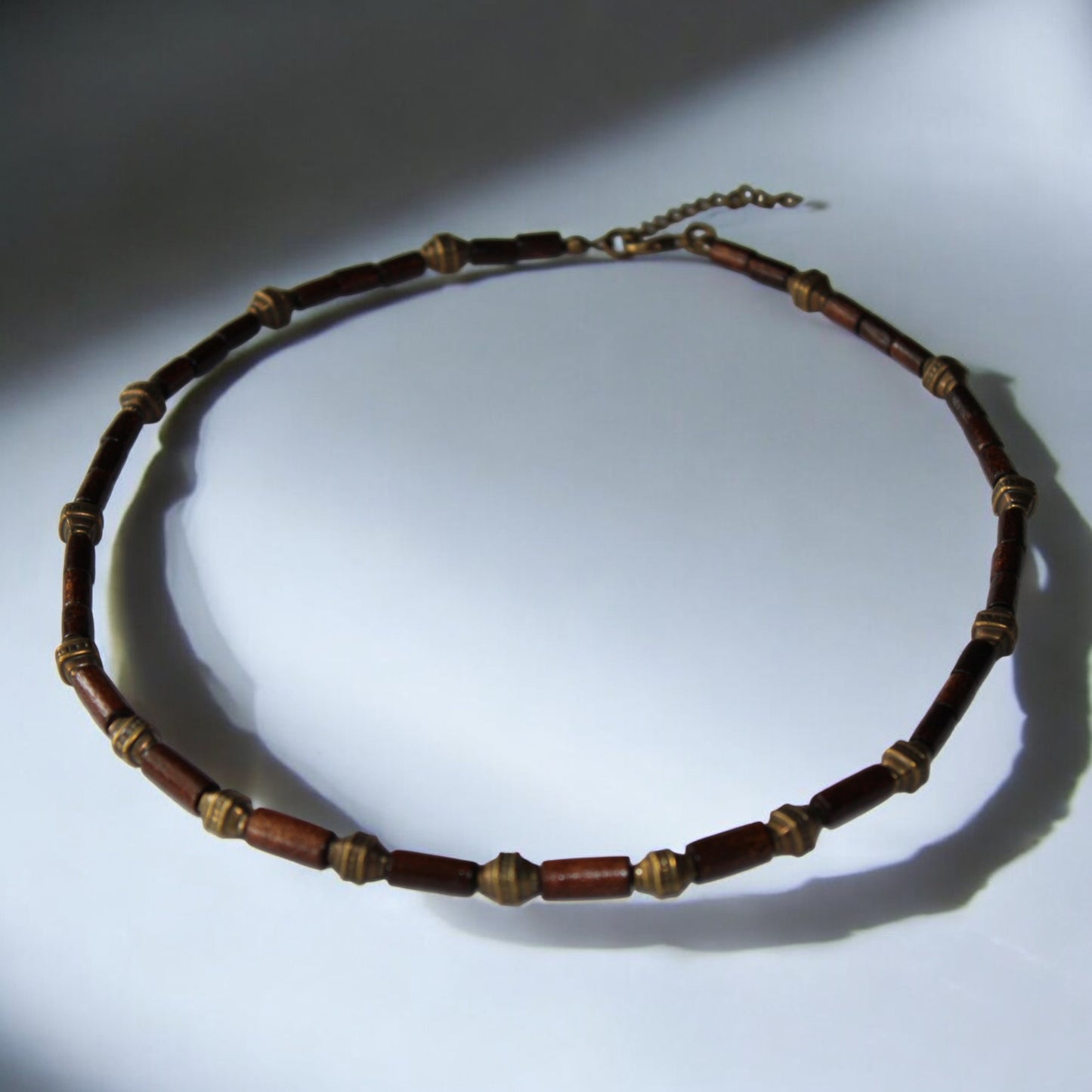 Ahşap Bambu Boncuklu Antik Sarı Bijuteri Boncuklu Kahverengi Erkek Kolye