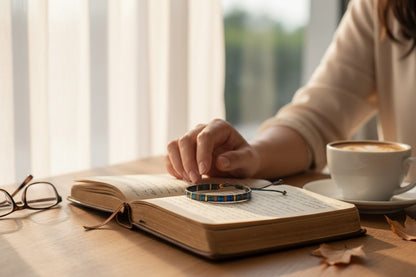 El Yapımı Tila Boncuk Bileklik – Lacivert Altın Antik Sarı – Ayarlanabilir Unisex Tasarım